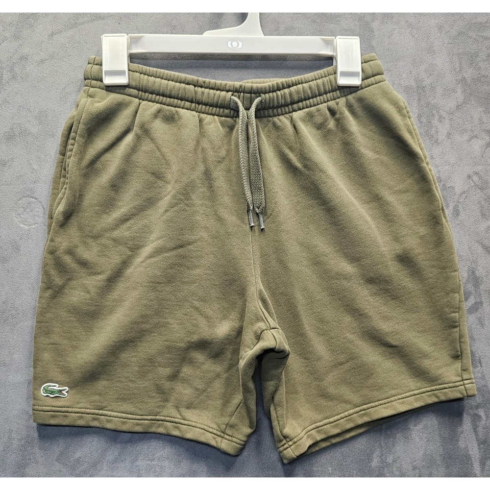 Lacoste Sport Mens Olive Green Fleece Sweat Shorts GH2136 Size Small
